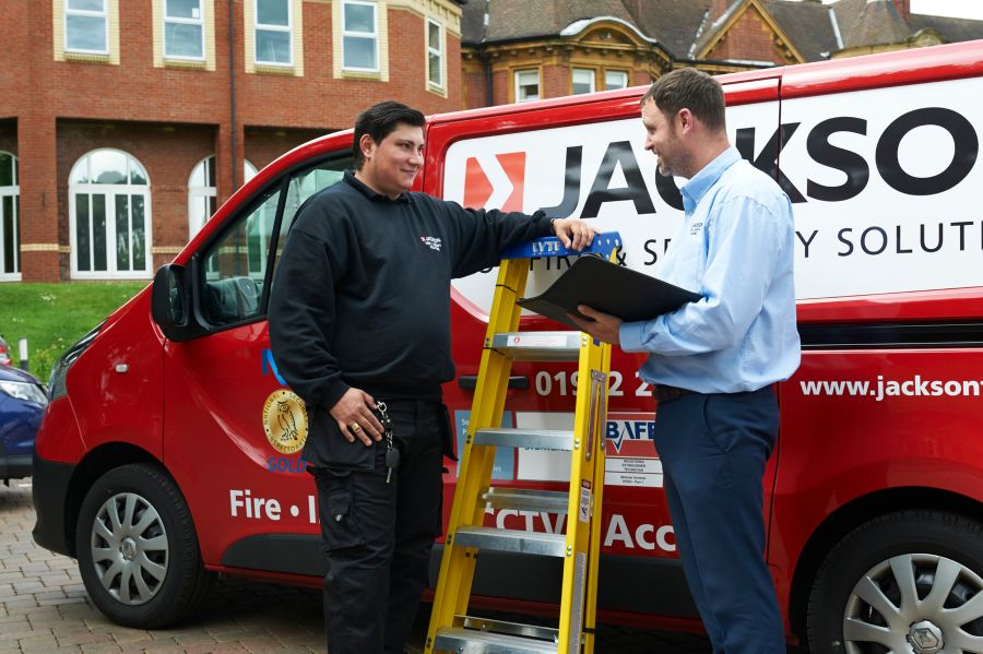 Jackson Fire and Security Franchise van and workers